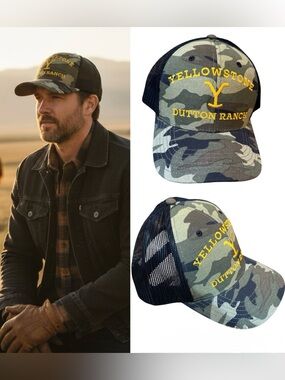 Yellowstone Dutton Ranch Camouflage Mesh Back Snapback Trucker Hat NWT
